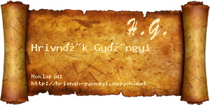 Hrivnák Gyöngyi névjegykártya